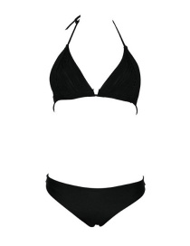 Sexy Black Off-the-shoulder Design Pure Color Bikini