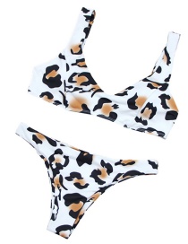 Sexy White Leopard Pattern Decorated Swimwear