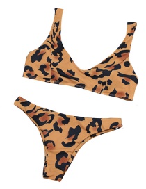 Sexy Yellow Leopard Pattern Decorated Swimwear