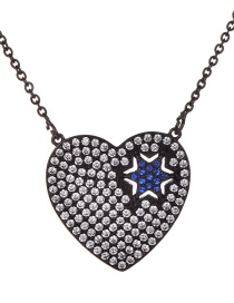 Fashion Black Heart Shape Pendant Decorated Necklace