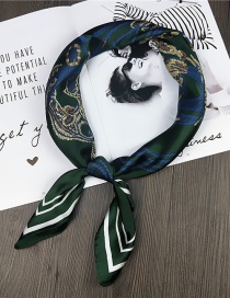 Fashion Green Totem Pattern Decorated Small Scarf