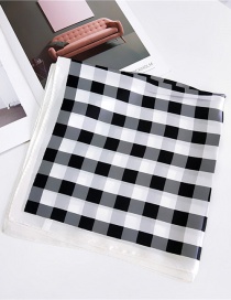 Fashion White+black Grid Pattern Decorated Small Scarf