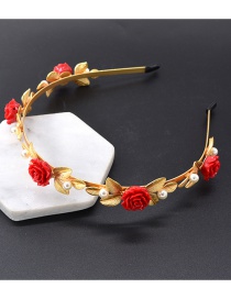 Fashion Red Flowers&pearls Decorated Hair Hoop