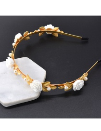 Fashion White Flowers&pearls Decorated Hair Hoop