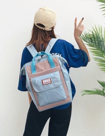 Fashion Blue+gray Label Decorated High-capacity Backpack