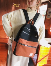 Fashion Black Label&zipper Decorated Simple Backpack