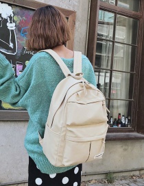 Fashion Coffee Pure Color Decorated Simple Backpack