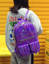 Fashion Purple Zipper Decorated Pure Color Backpack