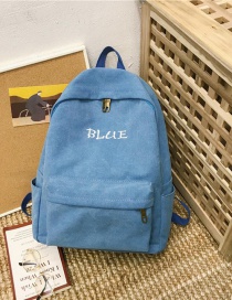 Fashion Blue Letter Pattern Design Pure Color Backpack