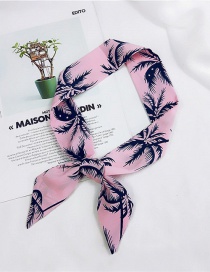 Fashion Pink Coconut Tree Pattern Decorated Scarf