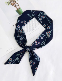 Fashion Navy Flowers Pattern Decorated Small Scarf