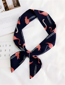 Fashion Navy Ostrich Pattern Decorated Small Scarf