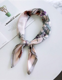 Fashion Pink Bird&flowers Decorated Small Scarf