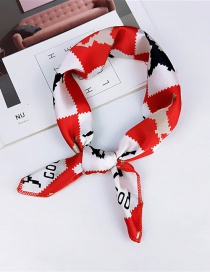 Fashion Red Rhombus Pattern Decorated Small Scarf