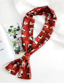 Fashion Red Cats Pattern Decorated Small Scarf
