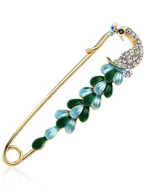 Fashion Blue Peacock Shape Decorated Brooch