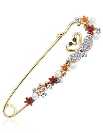 Fashion Gold Color Swan Shape Decorated Brooch