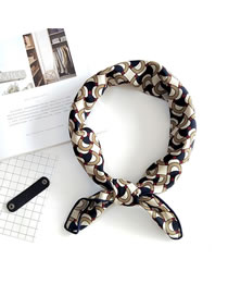 Fashion Coffee+navy Circular Rings Pattern Decorated Scarf
