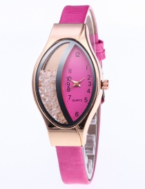 Fashion Plum Red Oval Shape Dial Design Simple Watch