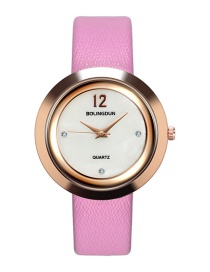 Fashion Pink Diamond Decorated Pure Color Strap Watch