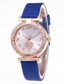 Fashion Sapphire Blue Heart Shape Pattern Decorated Leisure Watch