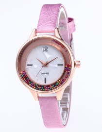 Fashion Pink Colored Balls Decorated Leisure Watch