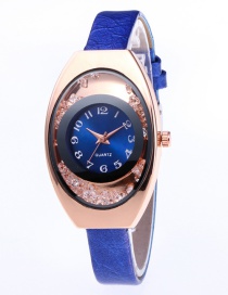 Fashion Sapphire Blue Arc Shape Dial Design Pure Color Strap Watch