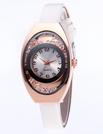 Fashion White Arc Shape Dial Design Pure Color Strap Watch