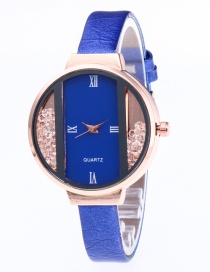 Fashion Sapphire Blue Diamond Decorated Pure Color Strap Watch