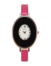Fashion Red Egg Shape Dial Design Pure Color Strap Watch