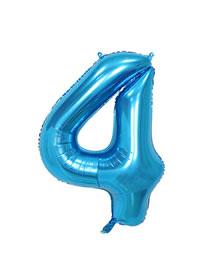 Fashion Blue Pure Color Design Letter 4 Shape Balloon