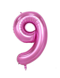 Fashion Pink Pure Color Design Letter 9 Shape Balloon