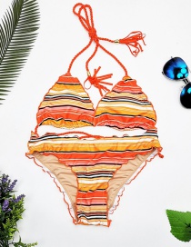 Sexy Orange Stripe Pattern Decorated Swimwear