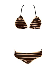 Sexy Brown Stripe Pattern Decorated Swimwear