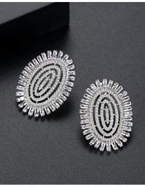 Fashion Silver Color Full Diamond Decorated Round Shape Earrings