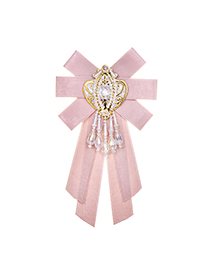 Fashion Pink Diamond Decorated Bowknot Brooch