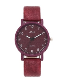 Fashion Claret Red Pure Color Decorated Watch
