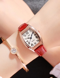 Fashion Red Roman Numerals Decorated Women's Watch