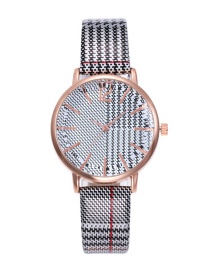 Fashion Gray Grids Pattern Decorated Watch