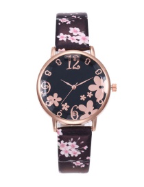 Fashion Black Flower Pattern Decorated Watch