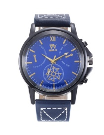 Fashion Blue Roman Numerals Decorated Men's Business Watch