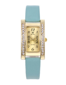 Fashion Light Blue Diamond Decorated Women's Watch