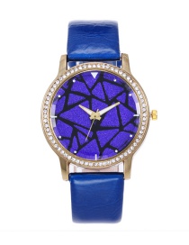 Fashion Blue Geometric Shape Pattern Decorated Watch