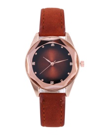 Fashion Brown Diamond Decorated Rhombus Dial Watch