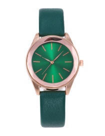 Fashion Green Pure Color Decorated Round Dial Watch