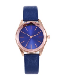 Fashion Blue Pure Color Decorated Round Dial Watch