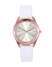 Fashion White Pure Color Decorated Round Dial Watch