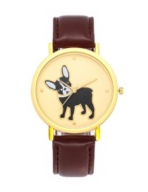 Fashion Brown Dog Pattern Decorated Watch For Child