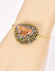 Fashion Gold Color Geometric Shape Decorated Full Diamond Bracelet