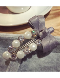 Fashion Gray Pearls&diamond Decorated Hair Clip